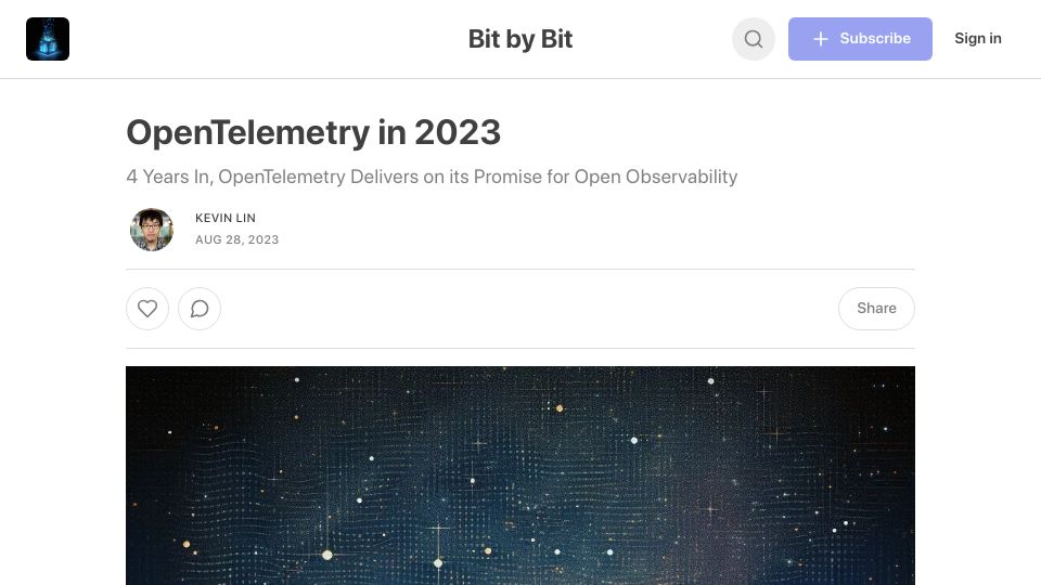 Screenshot of bit.kevinslin.com: OpenTelemetry in 2023