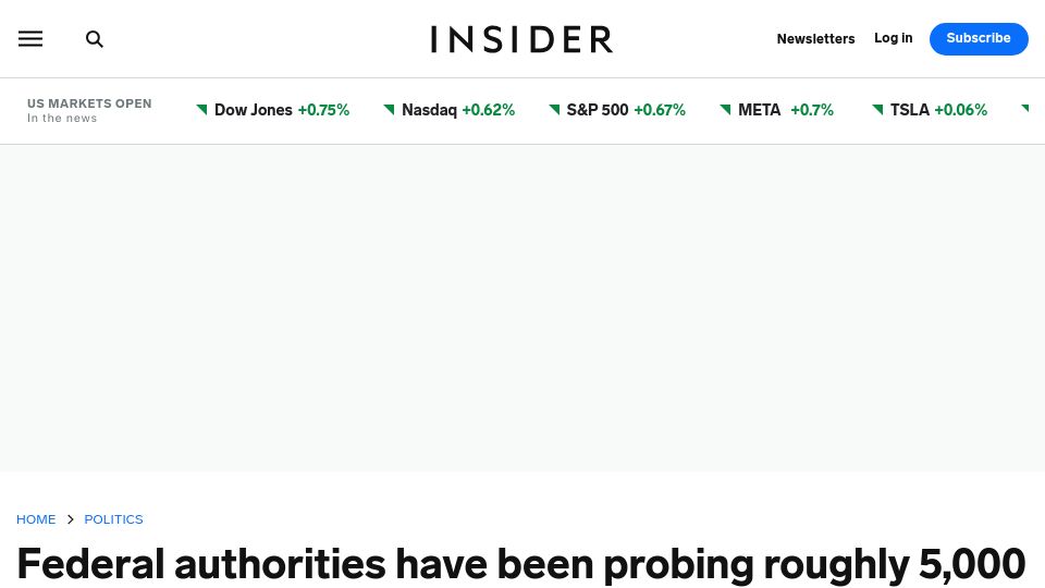 Screenshot of businessinsider.com: Feds probing roughly 5k pilots suspected of withholding major health issues