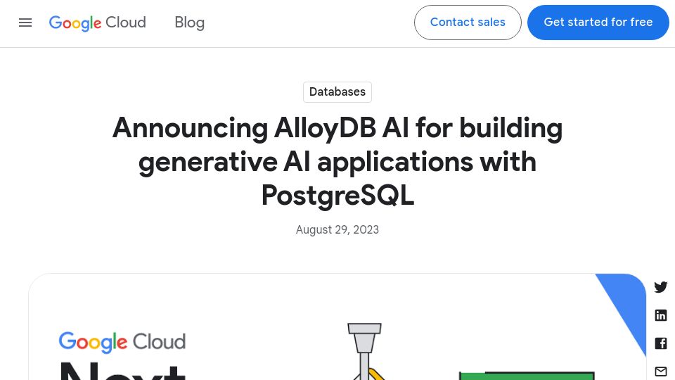 Screenshot of cloud.google.com: AlloyDB AI: Generative AI applications with PostgreSQL