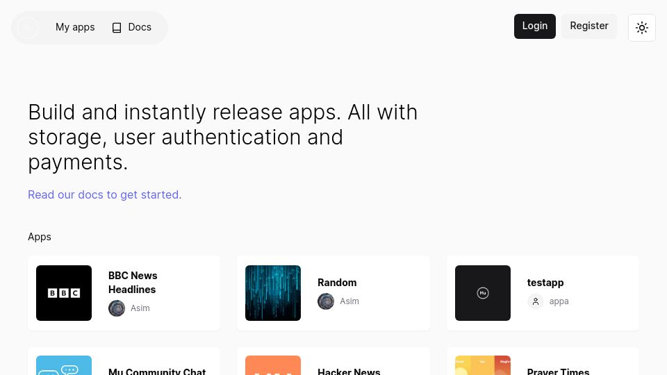 Screenshot of mu.app: Show HN: Mu – A Micro App Platform