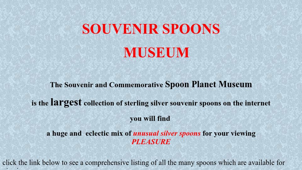 Screenshot of spoonplanet.com: Souvenir Spoons Museum