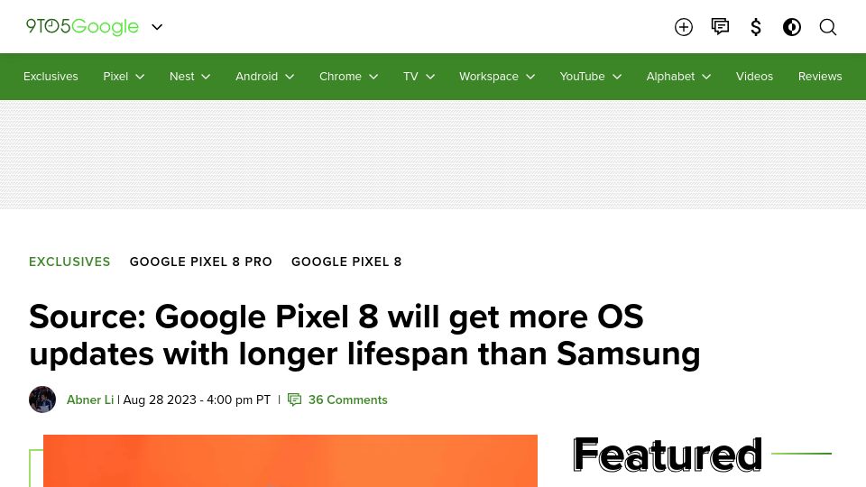 Screenshot of 9to5google.com: Source: Google Pixel 8 will get more Android OS updates