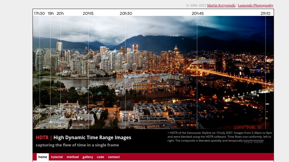 Screenshot of mkweb.bcgsc.ca: High Dynamic Time Range Images (2006)
