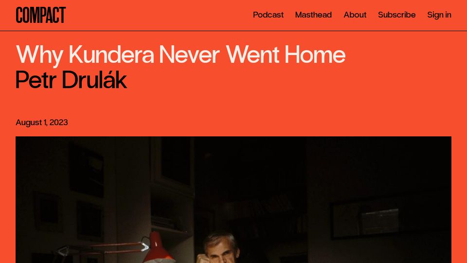 Screenshot of compactmag.com: Why Kundera never went home