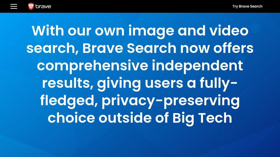 Screenshot of brave.com: Brave Search launches own image and video search