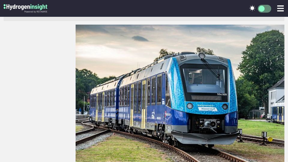 Screenshot of hydrogeninsight.com: Rail company that launched first H2 line opts for all-electric future
