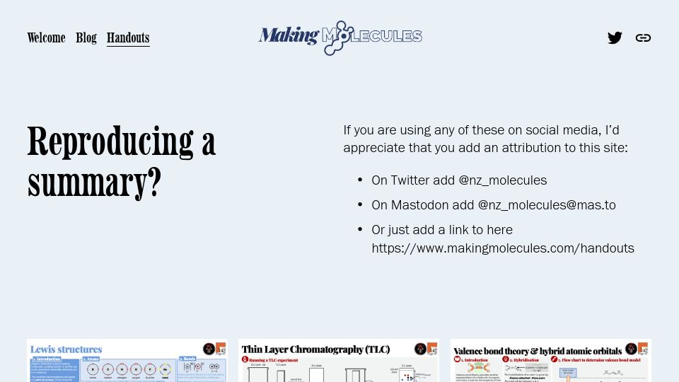 Screenshot of makingmolecules.com: Gallery – Making Molecules