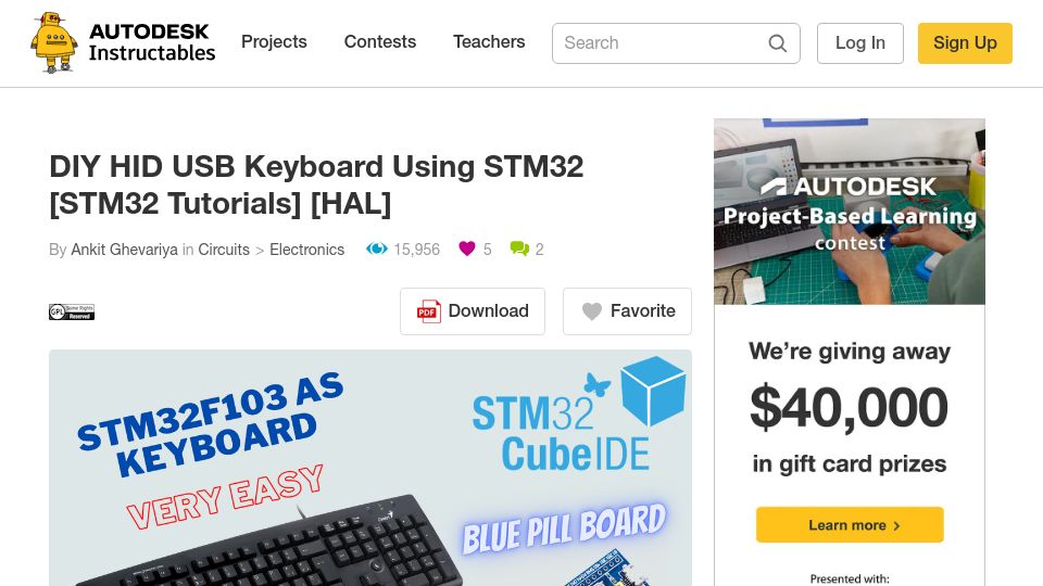 Screenshot of instructables.com: STM32 Blue Pill as an Hid USB Keyboard