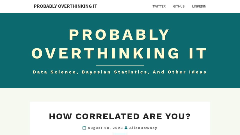 Screenshot of allendowney.com: How Correlated Are You?