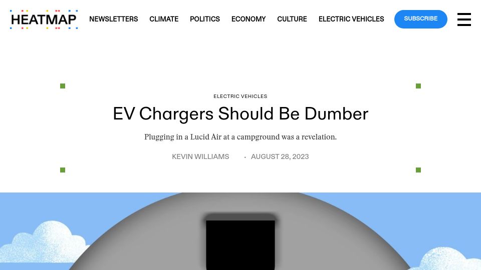 Screenshot of heatmap.news: EV Chargers Should Be Dumber