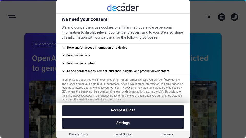 Screenshot of the-decoder.com: OpenAI shatters revenue expectations, predicted to generate over $1B