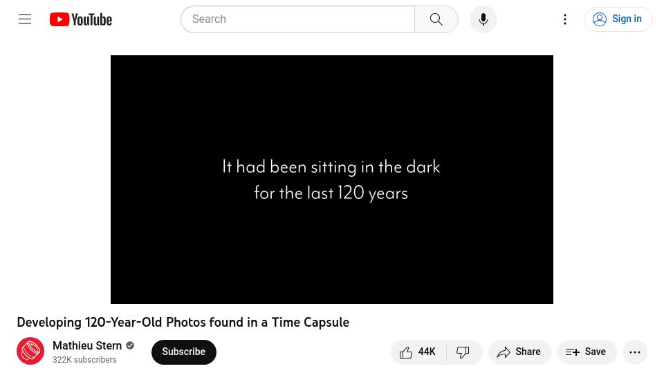 Screenshot of youtube.com: Developing 120-year-old photos found in a time capsule [video]