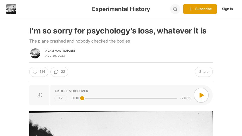 Screenshot of experimental-history.com: I’m so sorry for psychology’s loss, whatever it is