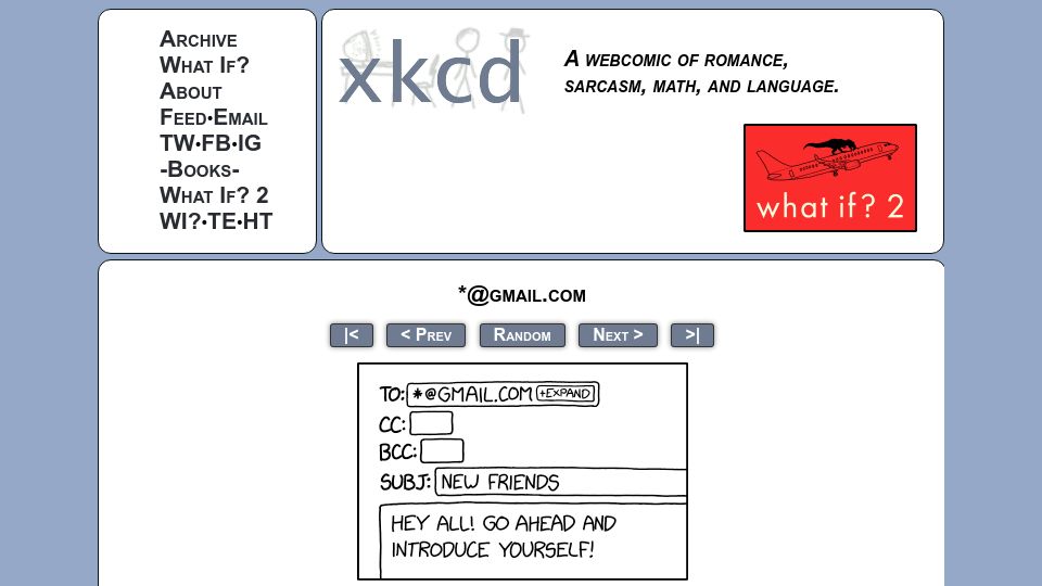 Screenshot of xkcd.com: *@gmail.com