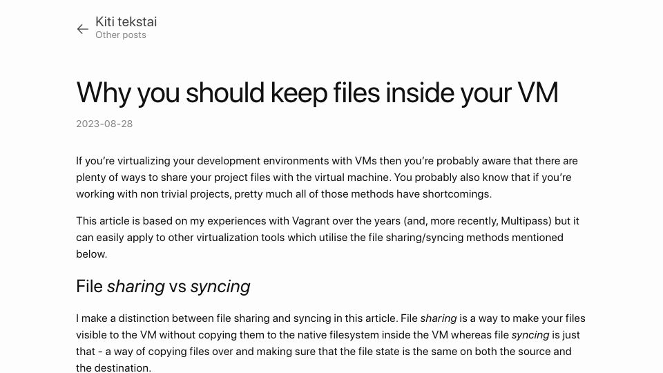 Screenshot of msimkunas.lt: Keep your files inside your VM