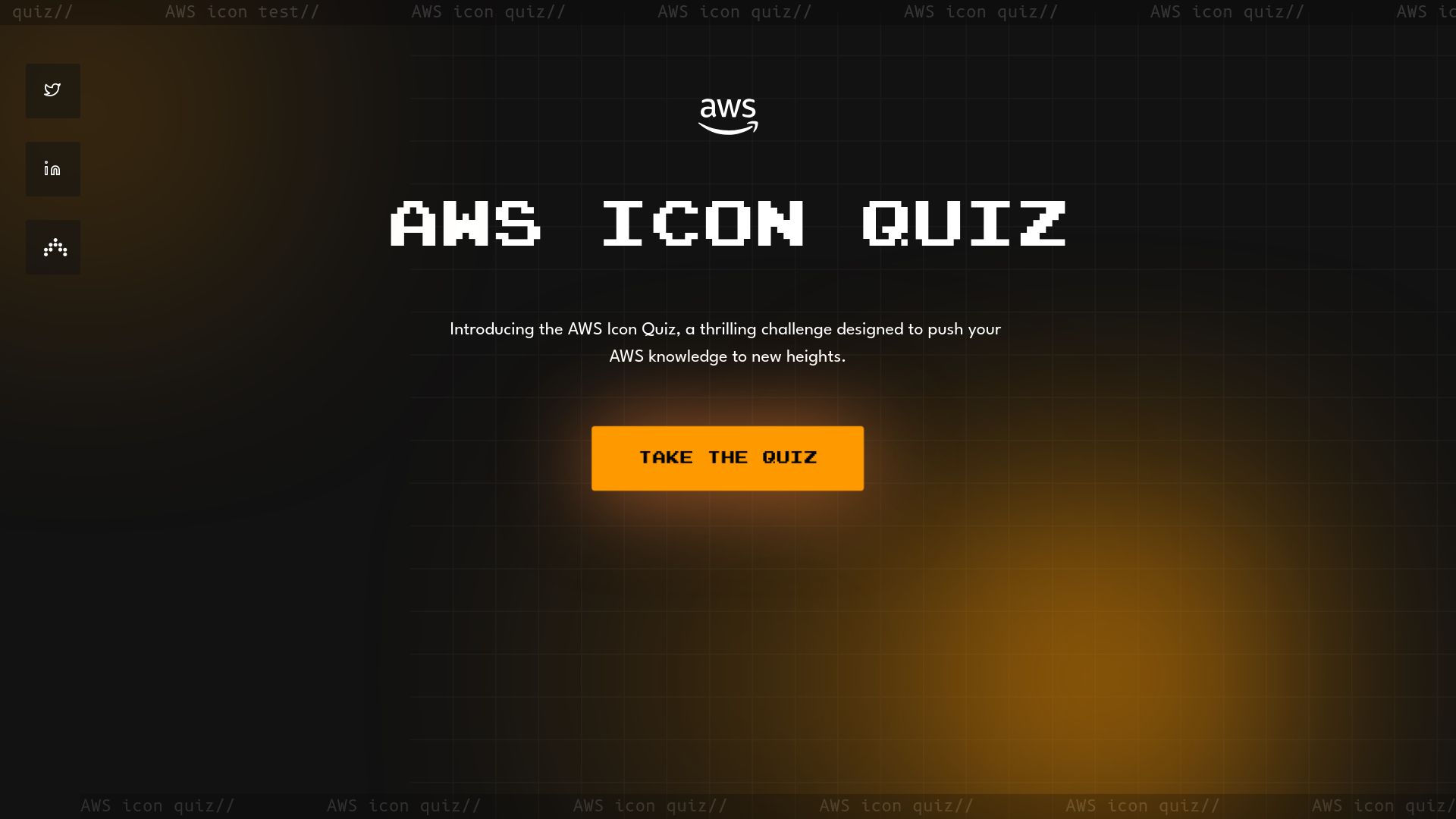 Screenshot of awsiconquiz.com: AWS Icon Quiz