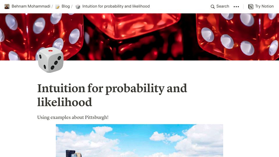 Screenshot of notion.so: Intuition for Probability and Likelihood