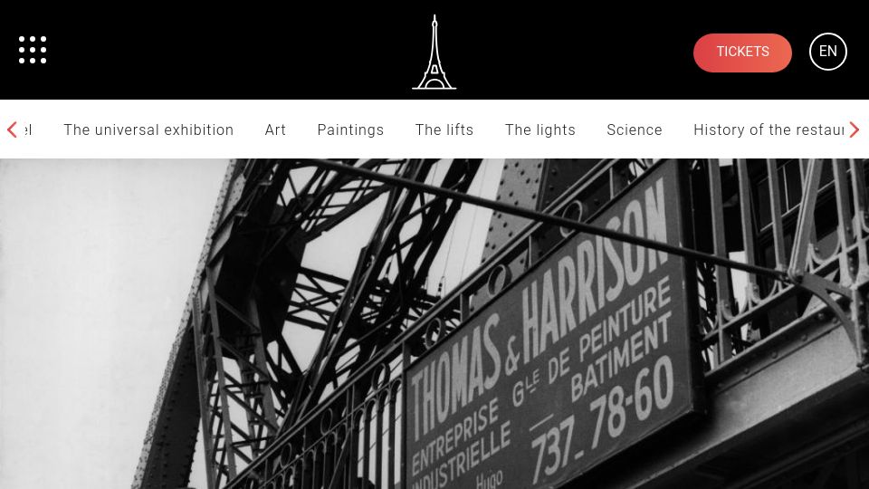 Screenshot of toureiffel.paris: Painting the Eiffel Tower
