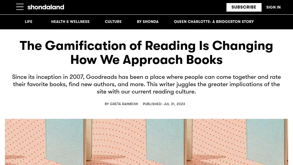 Screenshot of shondaland.com: The gamification of reading is changing how we approach books