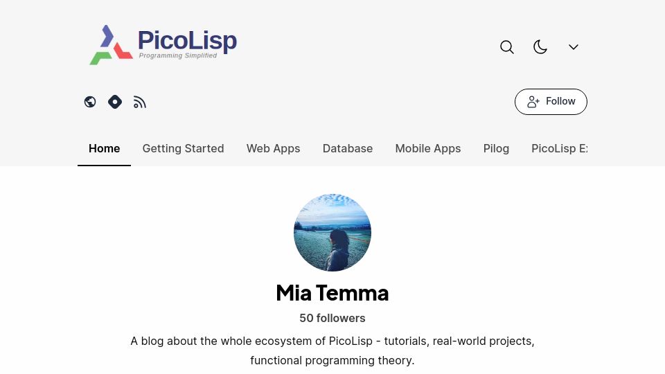 Screenshot of picolisp-explored.com: PicoLisp Tutorials