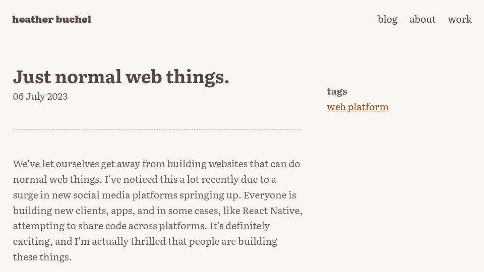 Screenshot of heather-buchel.com: Just normal web things