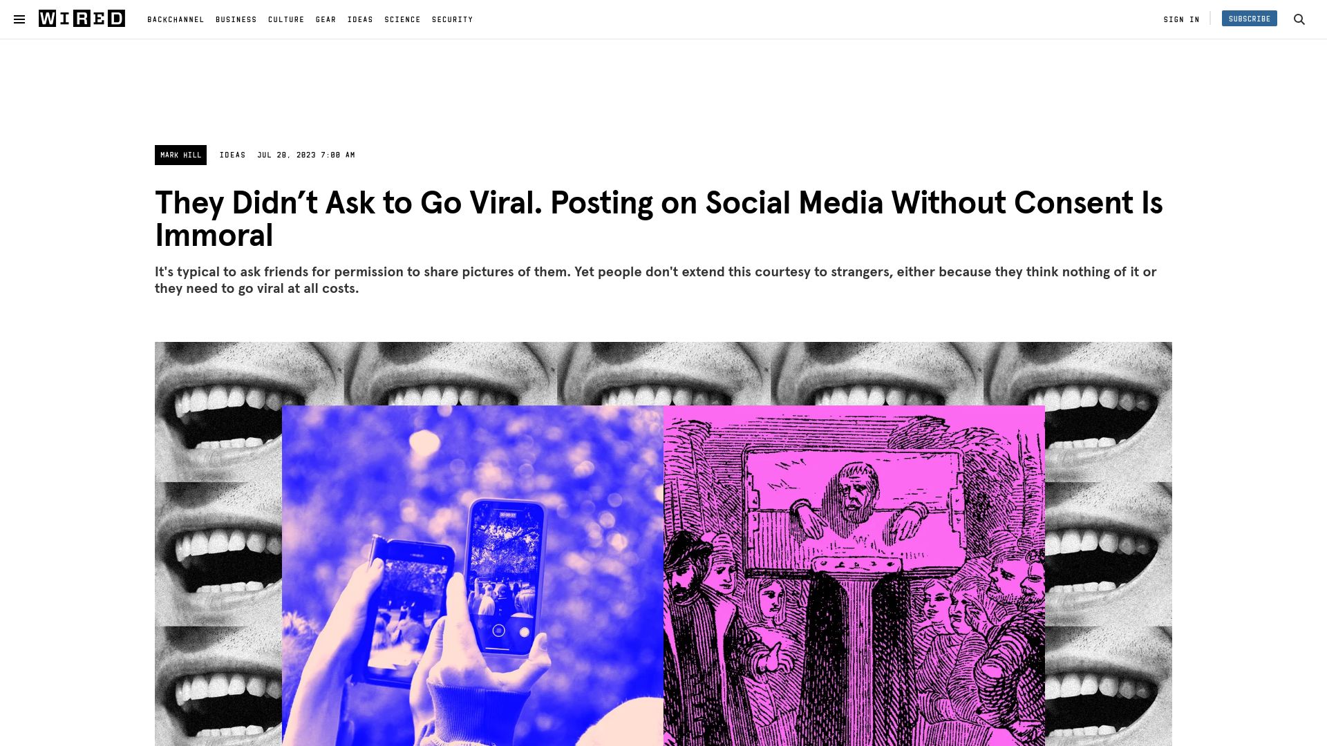 Screenshot of wired.com: They didn’t ask to go viral