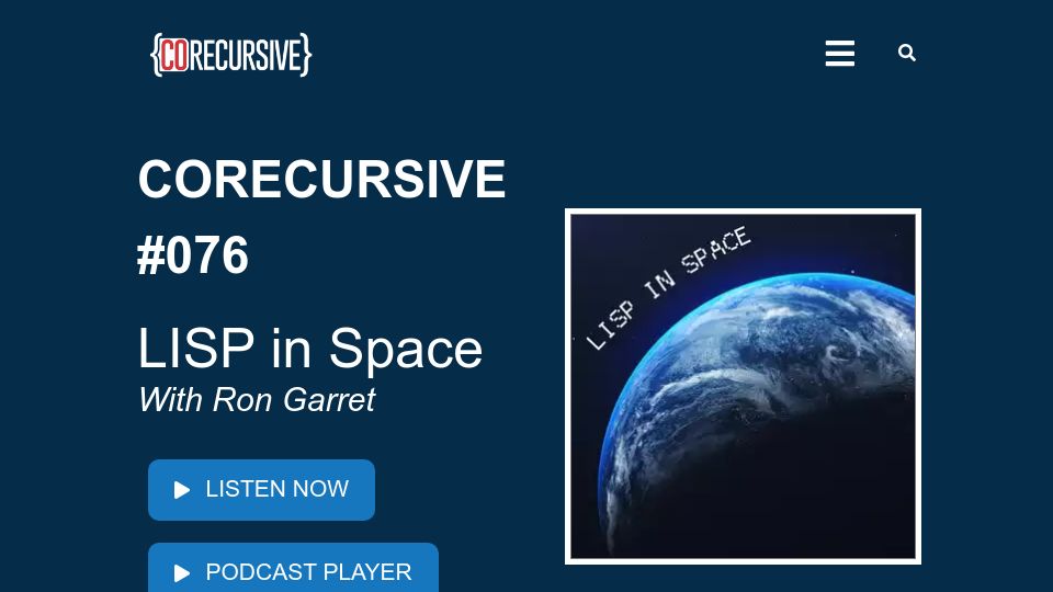 Screenshot of corecursive.com: Lisp in Space