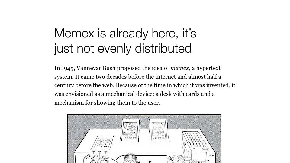 Screenshot of filiph.net: Memex is already here, it’s just not evenly distributed