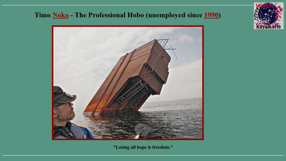 Screenshot of timonoko.github.io: Timo Noko – The Professional Hobo (2016)