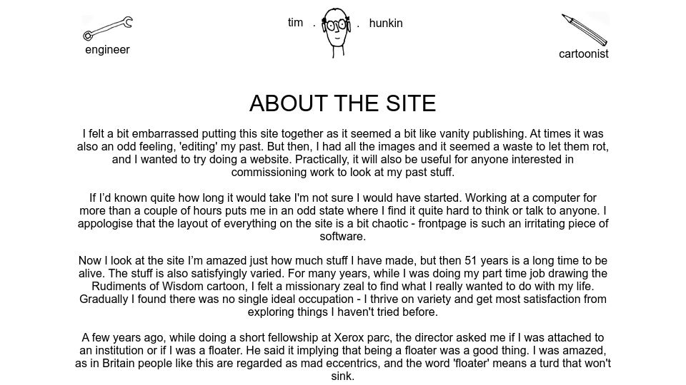 Screenshot of timhunkin.com: Tim Hunkin (Secret Lives of Machines)