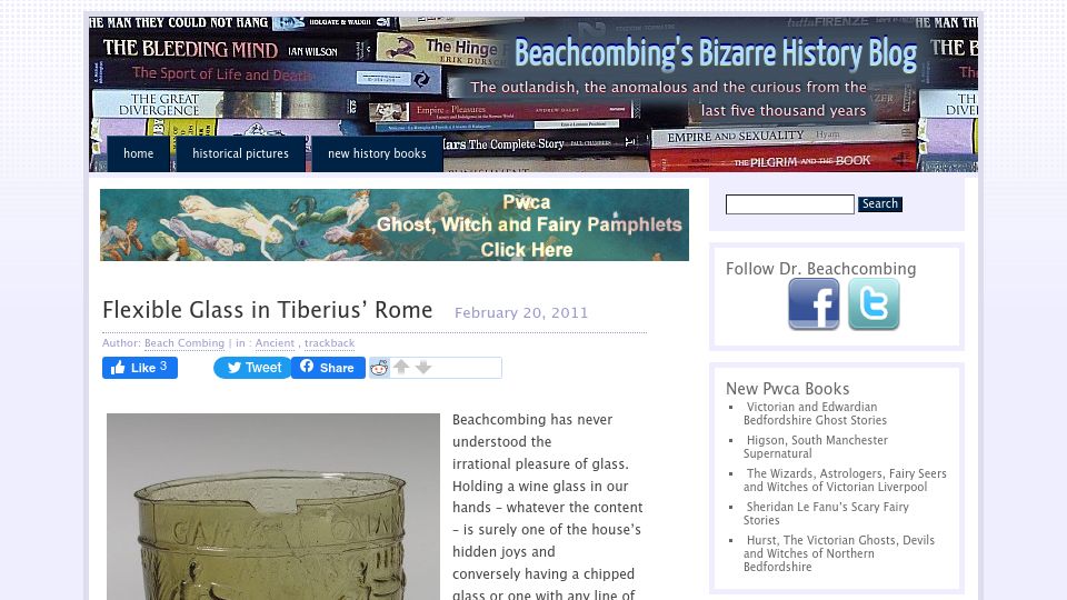 Screenshot of strangehistory.net: Flexible Glass in Tiberius’ Rome (2011)