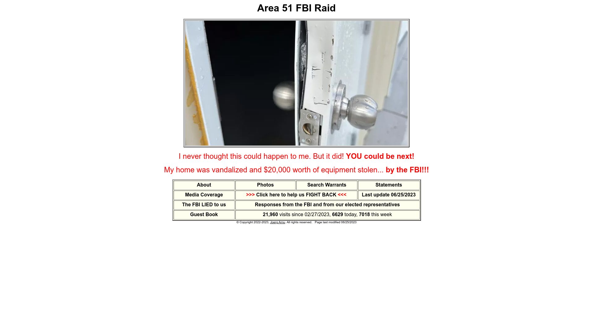 Screenshot of area51fbiraid.com: Area 51 FBI Raid (2023)