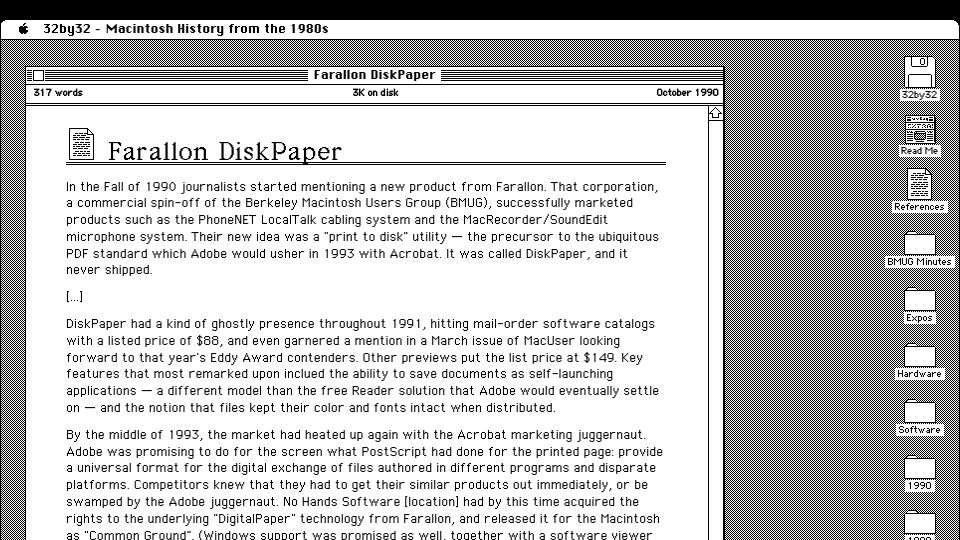 Screenshot of 32by32.com: 32by32 – Macintosh History from the 1980s