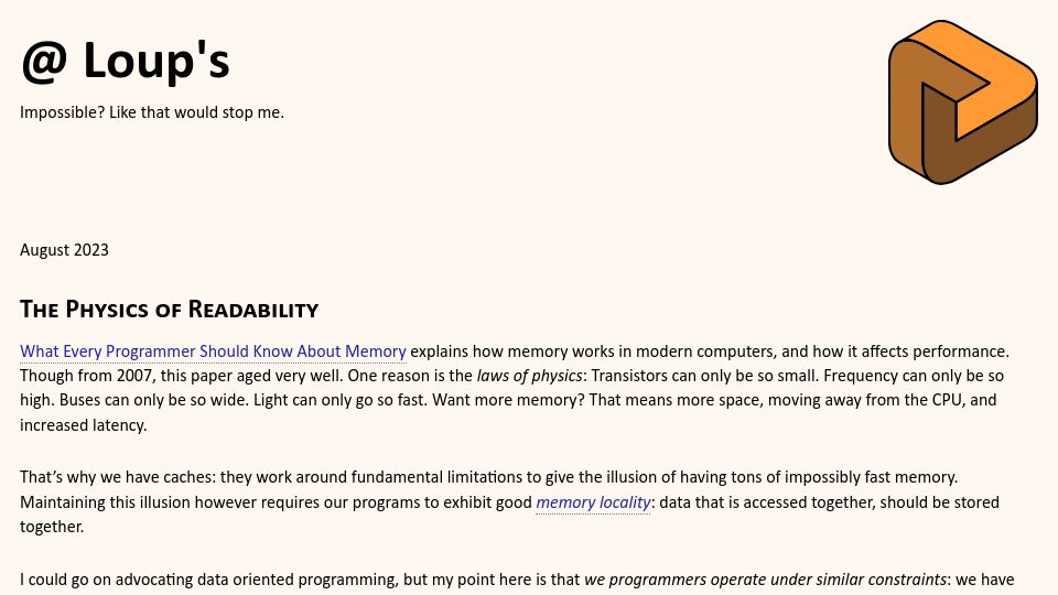 Screenshot of loup-vaillant.fr: The Physics of Readability
