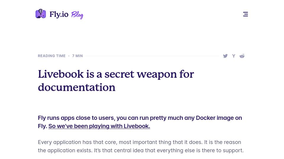 Screenshot of fly.io: Elixir Livebook is a secret weapon for documentation
