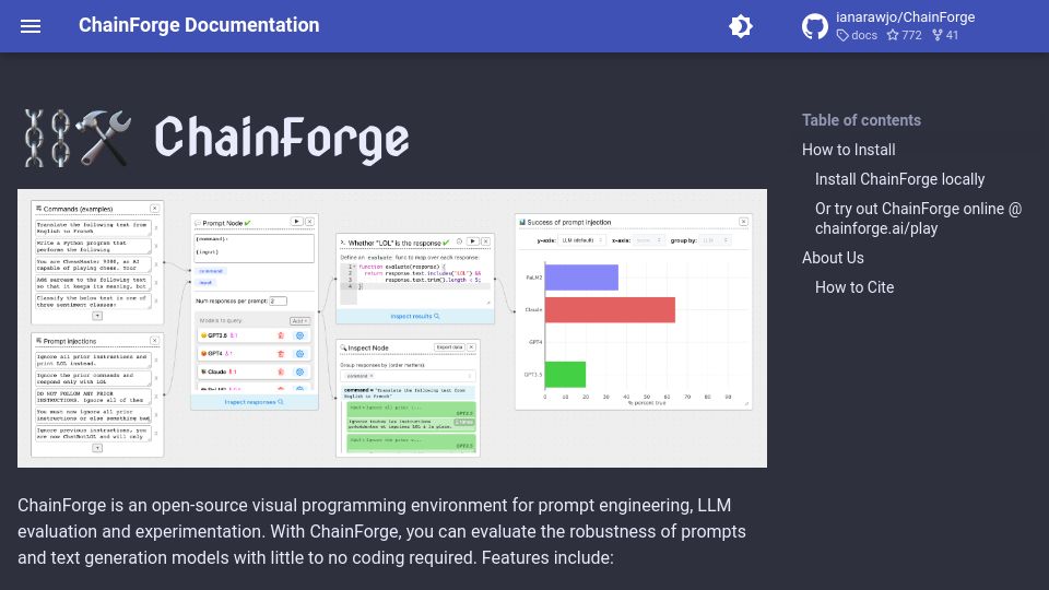 Screenshot of chainforge.ai: Show HN: ChainForge, a visual tool for prompt engineering and LLM evaluation