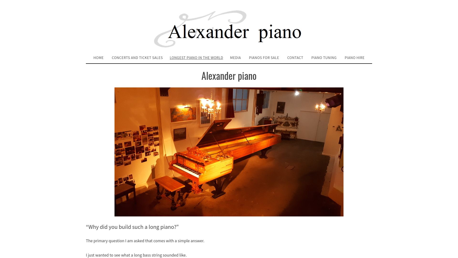 Screenshot of alexanderpiano.nz: The Alexander Piano