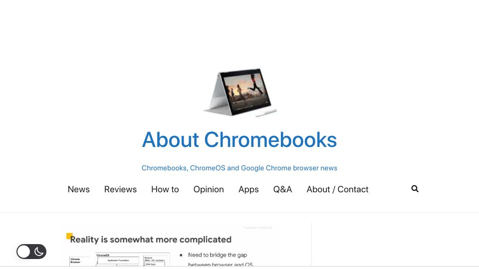 Screenshot of aboutchromebooks.com: Lacros on Chromebooks transition plan won’t be quick