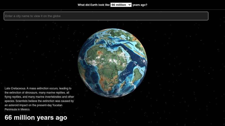 Screenshot of dinosaurpictures.org: Ancient Earth globe