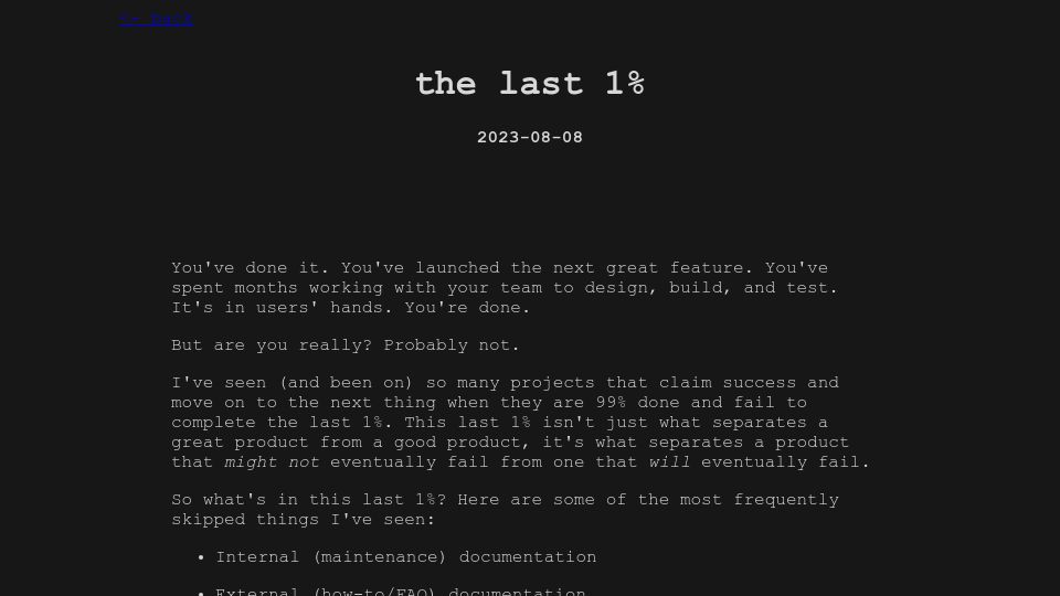 Screenshot of jaredramsey.com: The Last 1%