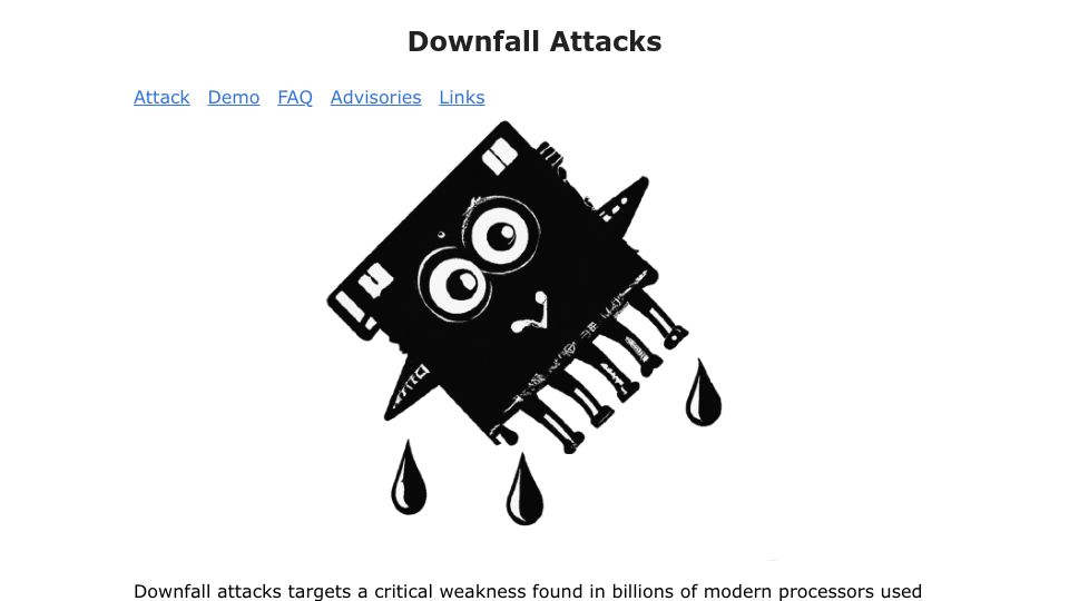 Screenshot of downfall.page: Downfall Attacks