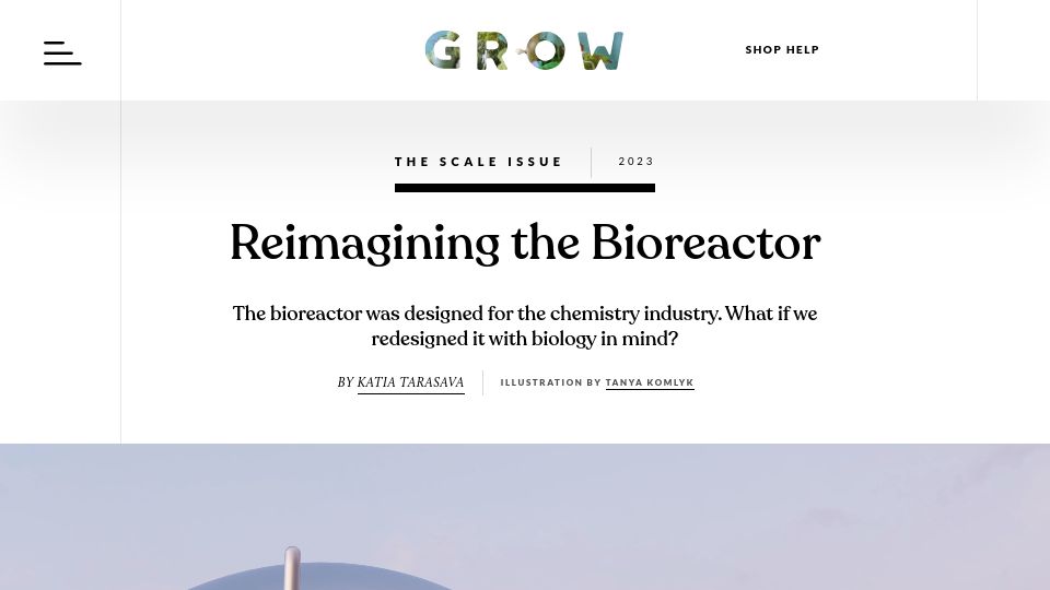 Screenshot of growbyginkgo.com: Reimagining the Bioreactor