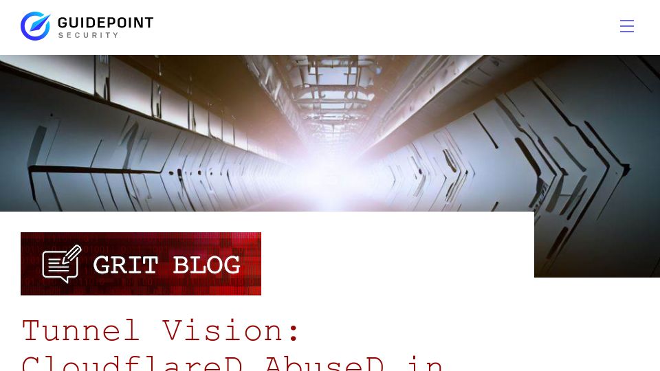 Screenshot of guidepointsecurity.com: Tunnel Vision: CloudflareD AbuseD in the Wild