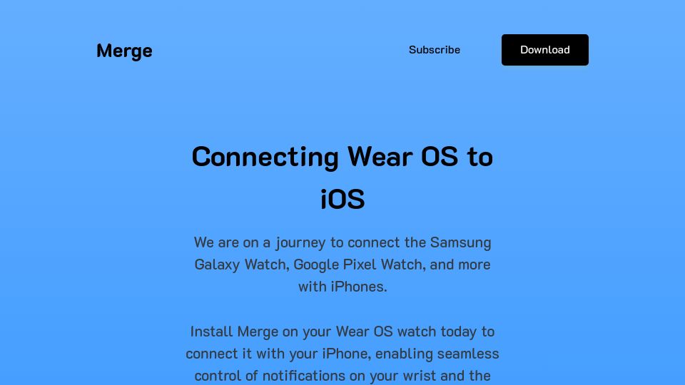 Screenshot of merge.watch: Show HN: Merge – Connect Google Wear OS to Apple iOS