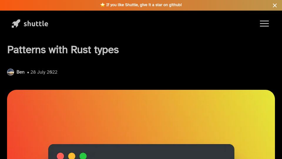 Screenshot of shuttle.rs: Patterns with Rust Types