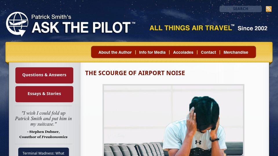 Screenshot of askthepilot.com: The Scourge of Airport Noise