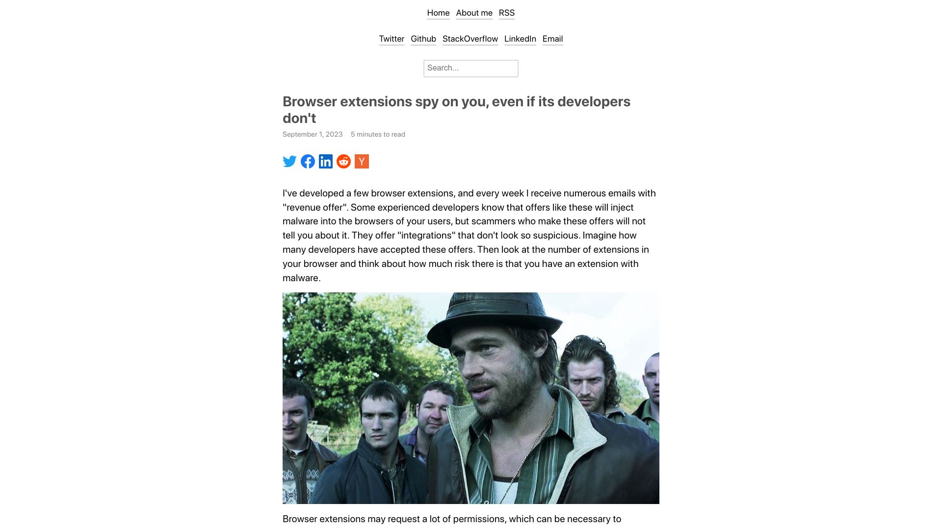 Screenshot of vitonsky.net: Browser extensions spy on you, even if its developers don't
