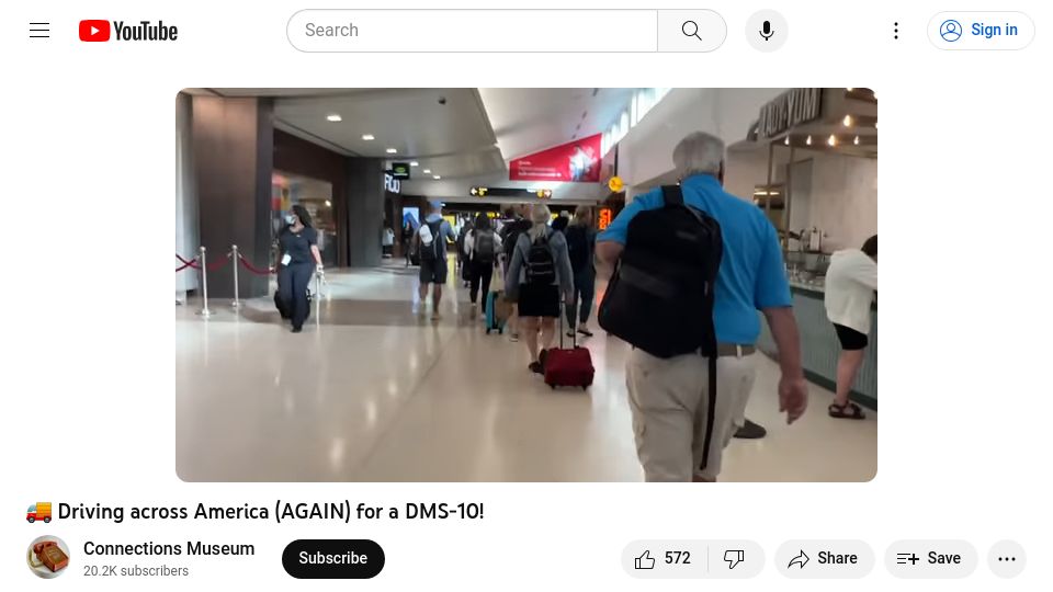 Screenshot of youtube.com: Connections Museum: Driving across America for a DMS-10 [video]