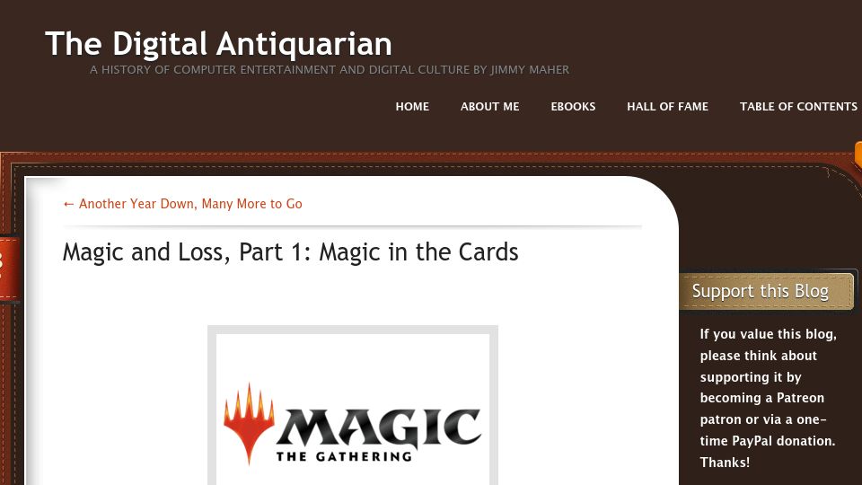 Screenshot of filfre.net: Magic and Loss, Part 1: Magic in the Cards