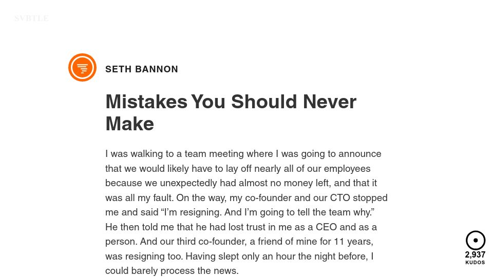 Screenshot of sethbannon.com: Mistakes You Should Never Make (2014)